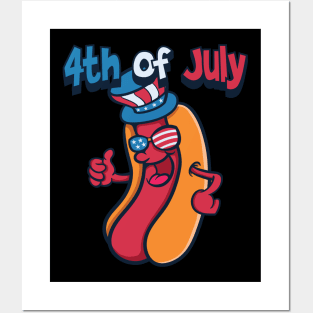 4th of July Hotdog Posters and Art